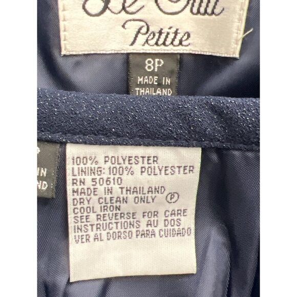 Le Suit Women Navy Sliver Shimmer Crepe 3 PCS Tank Skirt Jacket Suit Size 8P - Picture 15 of 15